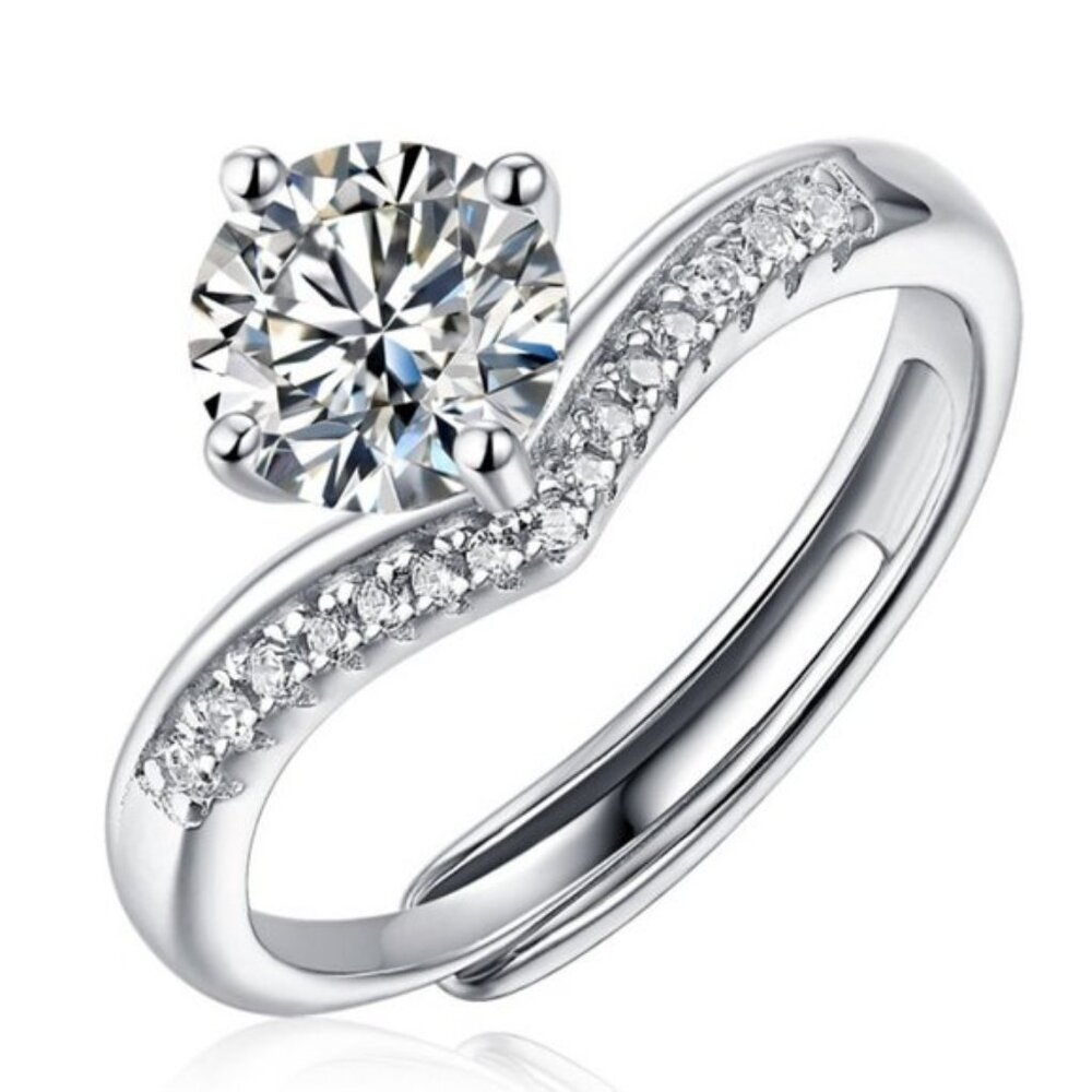 Certified 3ct. t.w. Moissanite Diamond Crown Engagement Ring NEW